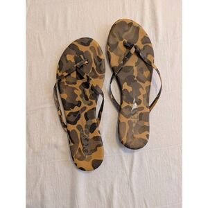 Tkees Face Paints Flip Flops Camo Print‎ Slides Sandals Beach Shoes Size 9 EU 40